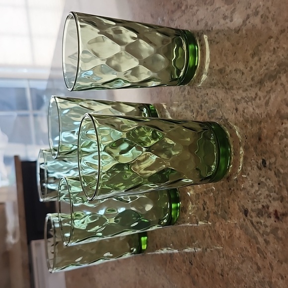 Vintage Green Glasses,  Small,  Set of 6 - Picture 1 of 8
